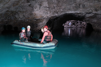 Boating underground in disused mine Go Below adventure holiday betws-y-coed, snowdonia